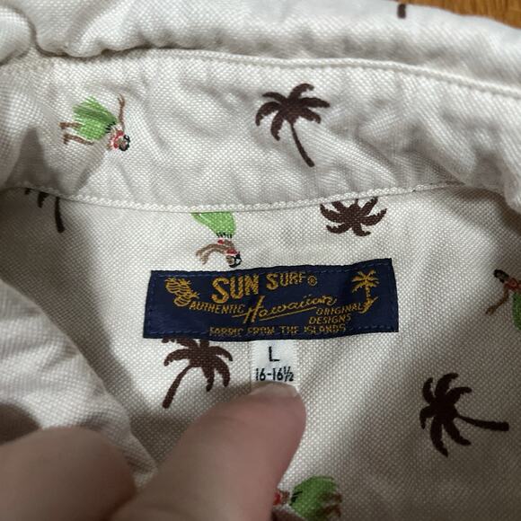 Sun Surf Long Sleeve Hula Girl Aloha Print AOP Cotton Large Shirt Made In Japan - Picture 3 of 11